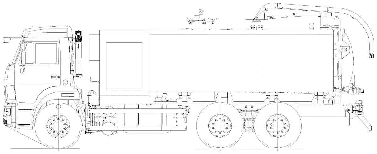 Ассенизаторская машина с баком, насосом и шлангом