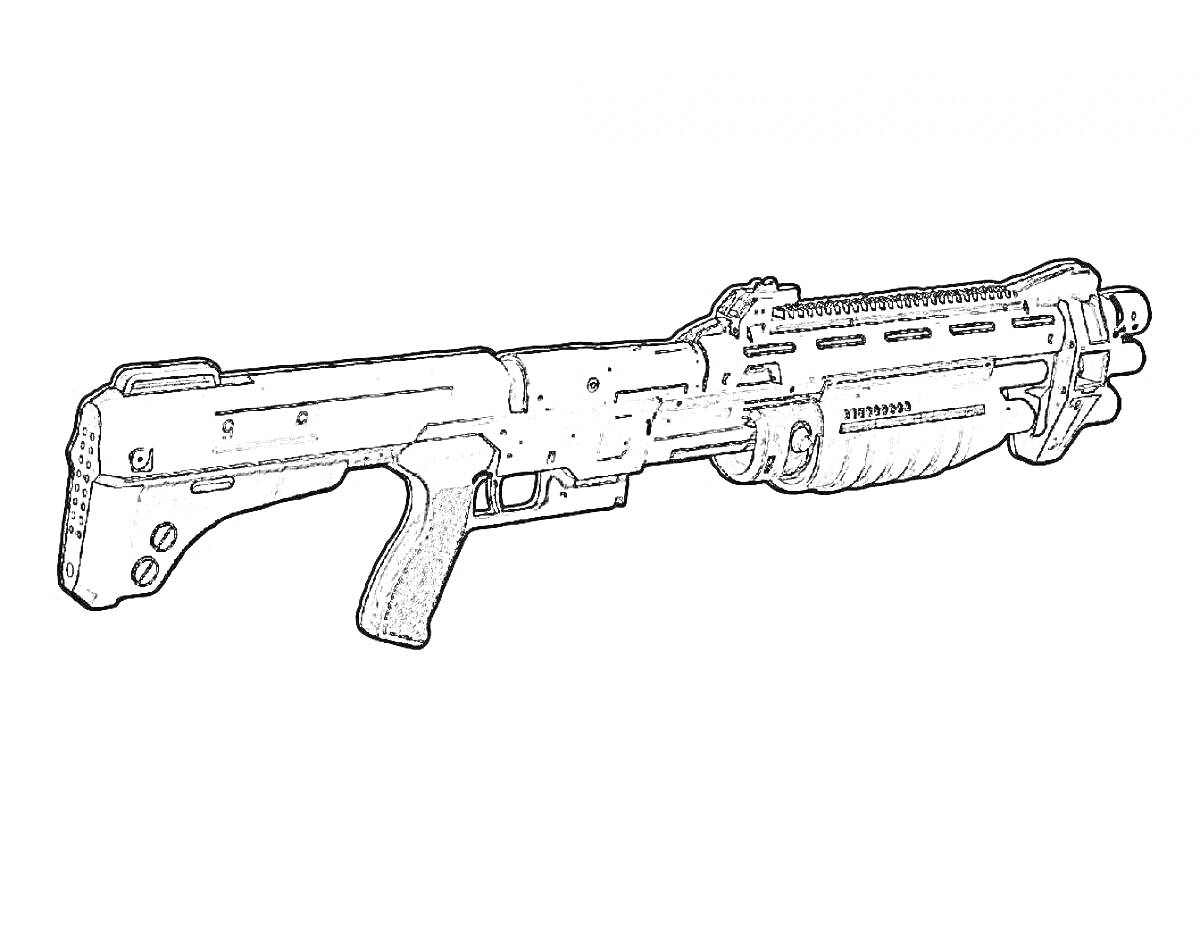 Раскраска Винтовка с пистолетной рукояткой и цевьем с вентиляционными отверстиями