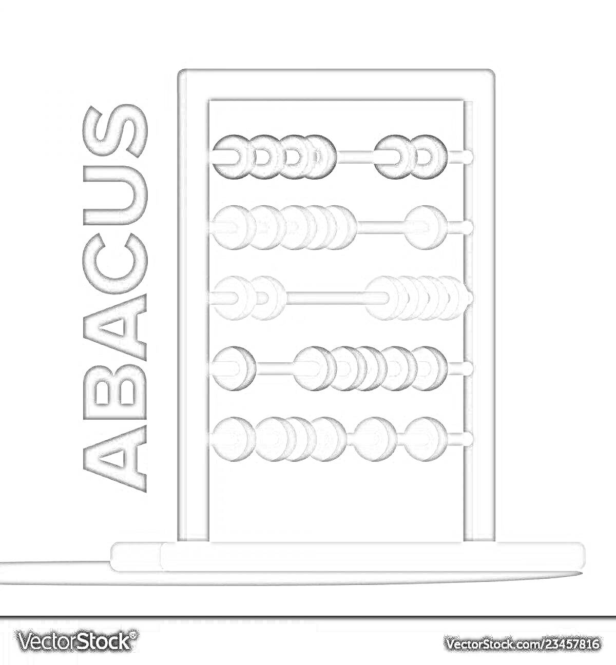 Раскраска Абакус с пятью рядами бусинок
