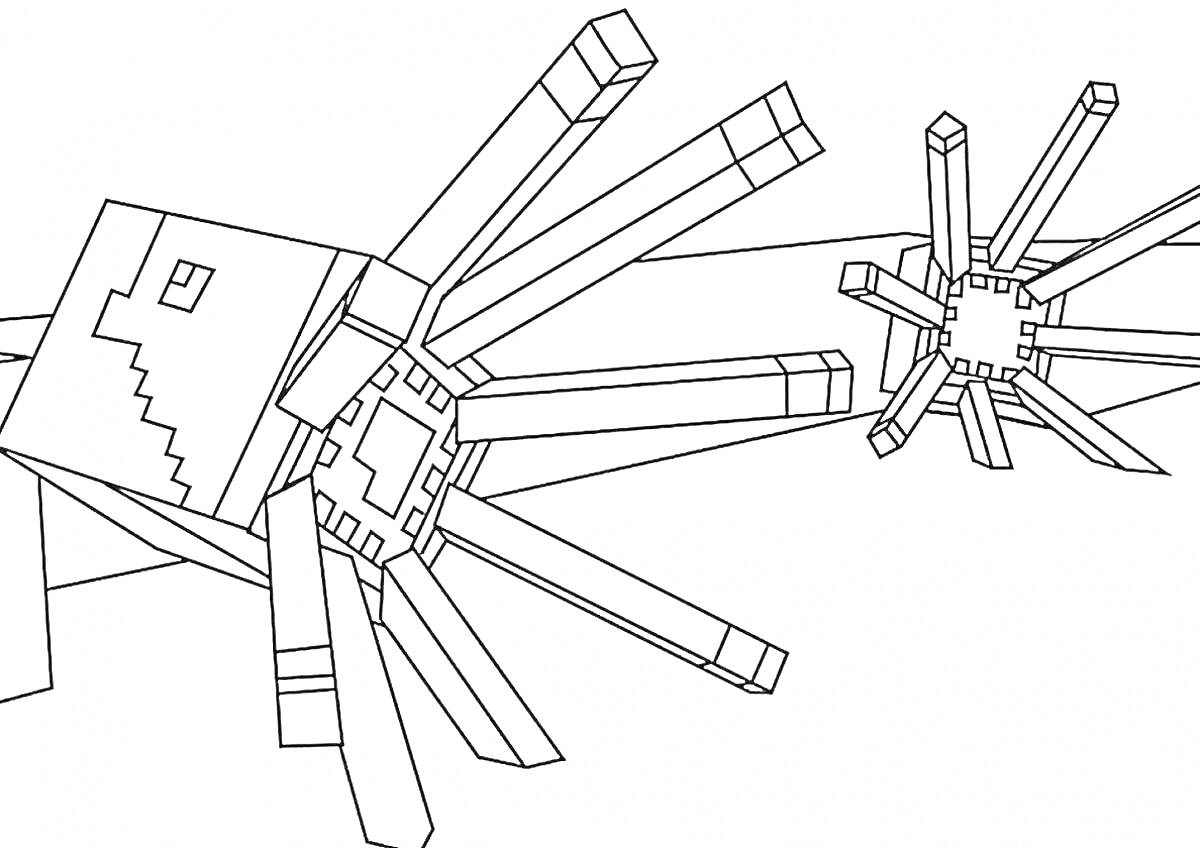 Раскраска Два паука из Майнкрафт