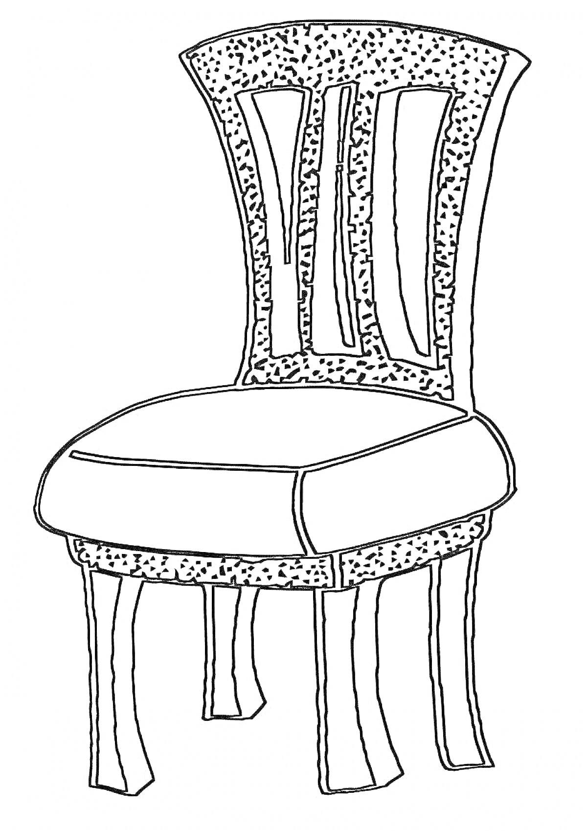 Раскраска Стул с мягким сиденьем и резной спинкой