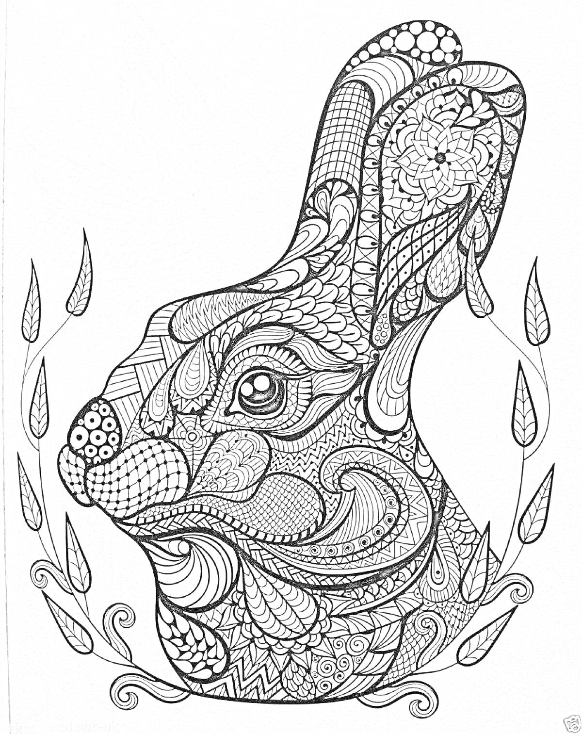 На раскраске изображено: Узоры, Листья, Графика