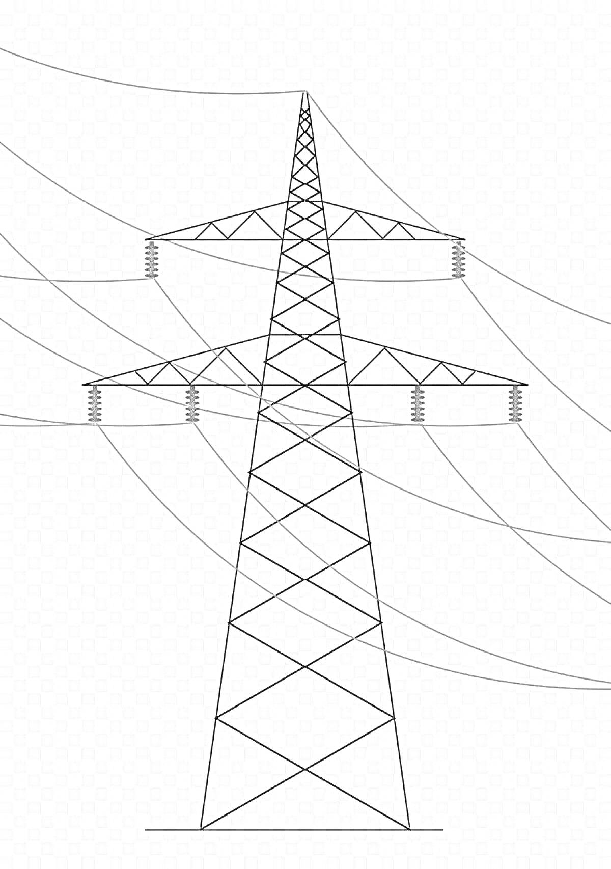 На раскраске изображено: Провода, Электричество, Инфраструктура, Линии электропередач, Конструкция