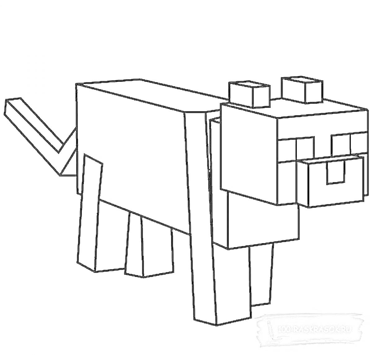 Раскраска Minecraft кот