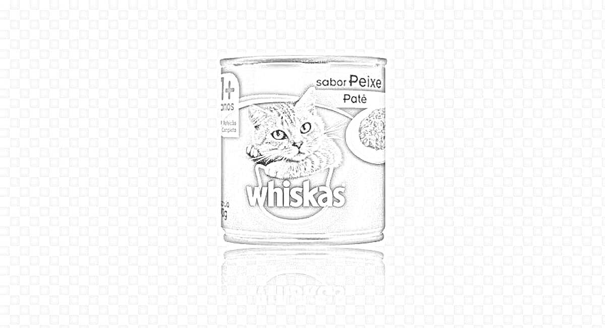 Раскраска Банка корма для кошек Whiskas с изображением кошки