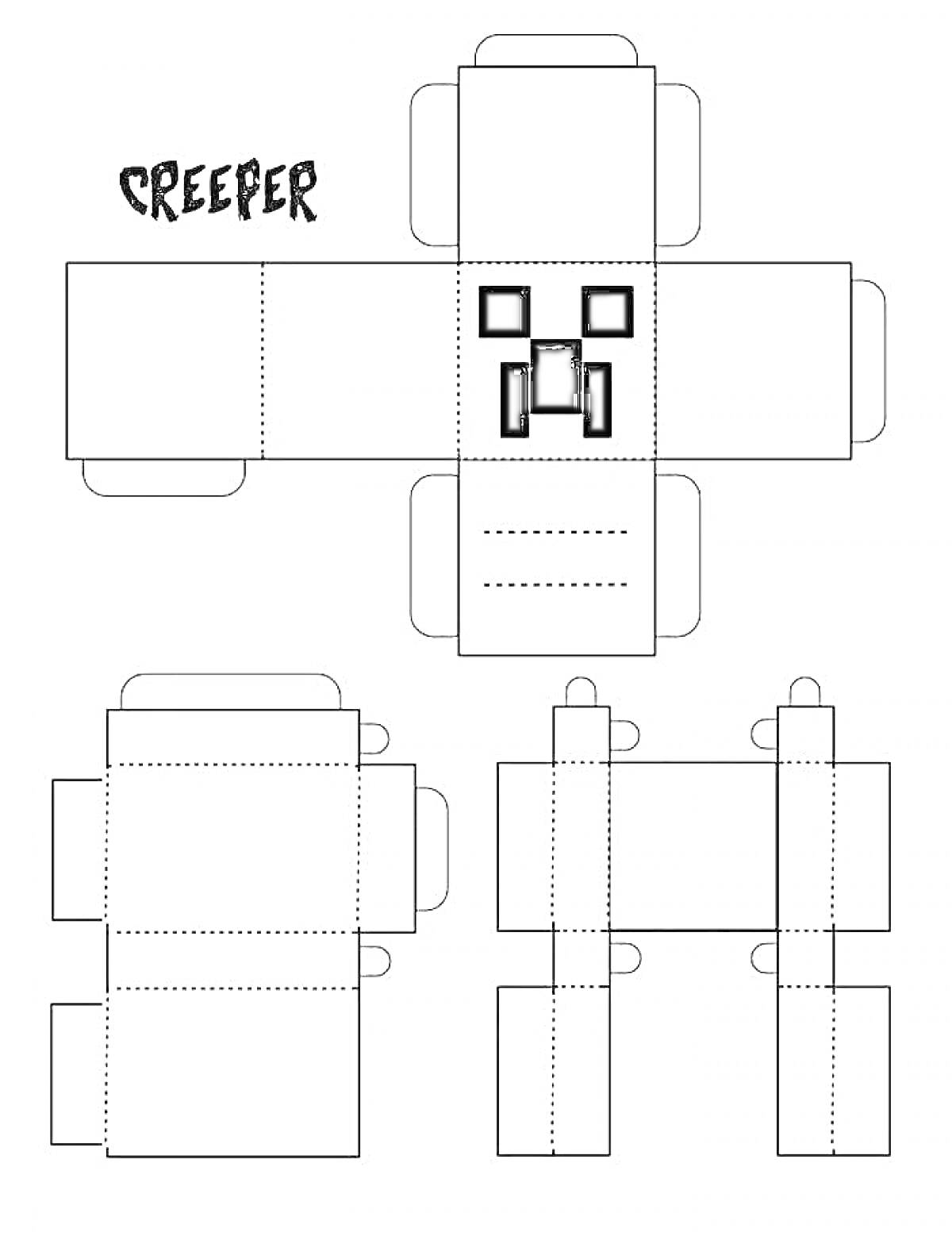 На раскраске изображено: Крипер, Minecraft, Сборка, Бумажная модель, DIY