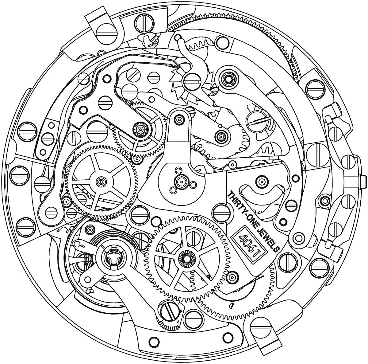 На раскраске изображено: Часы, Наручные часы, Шестерни, Зубчатые колеса, Детали, Техника