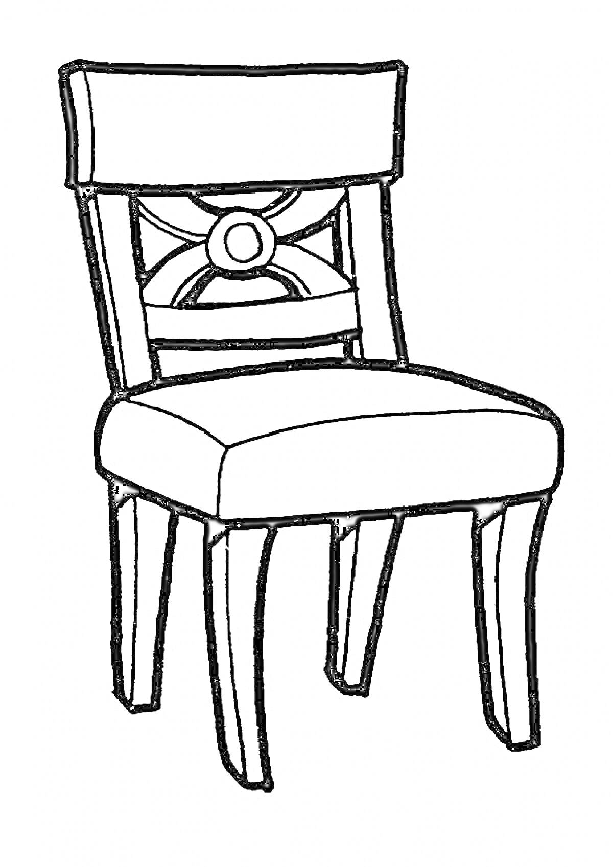 Раскраска Стул с мягким сиденьем и узорной спинкой
