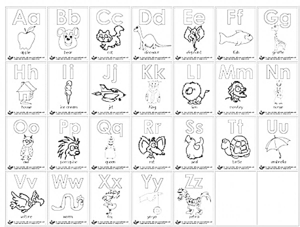 Раскраска Alphabet Lore Coloring Page with Full Alphabet