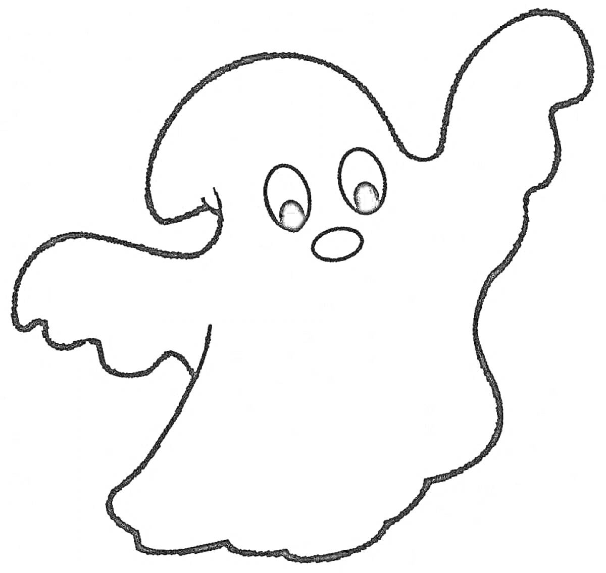 Раскраска Привидение с большими глазами и поднятыми руками