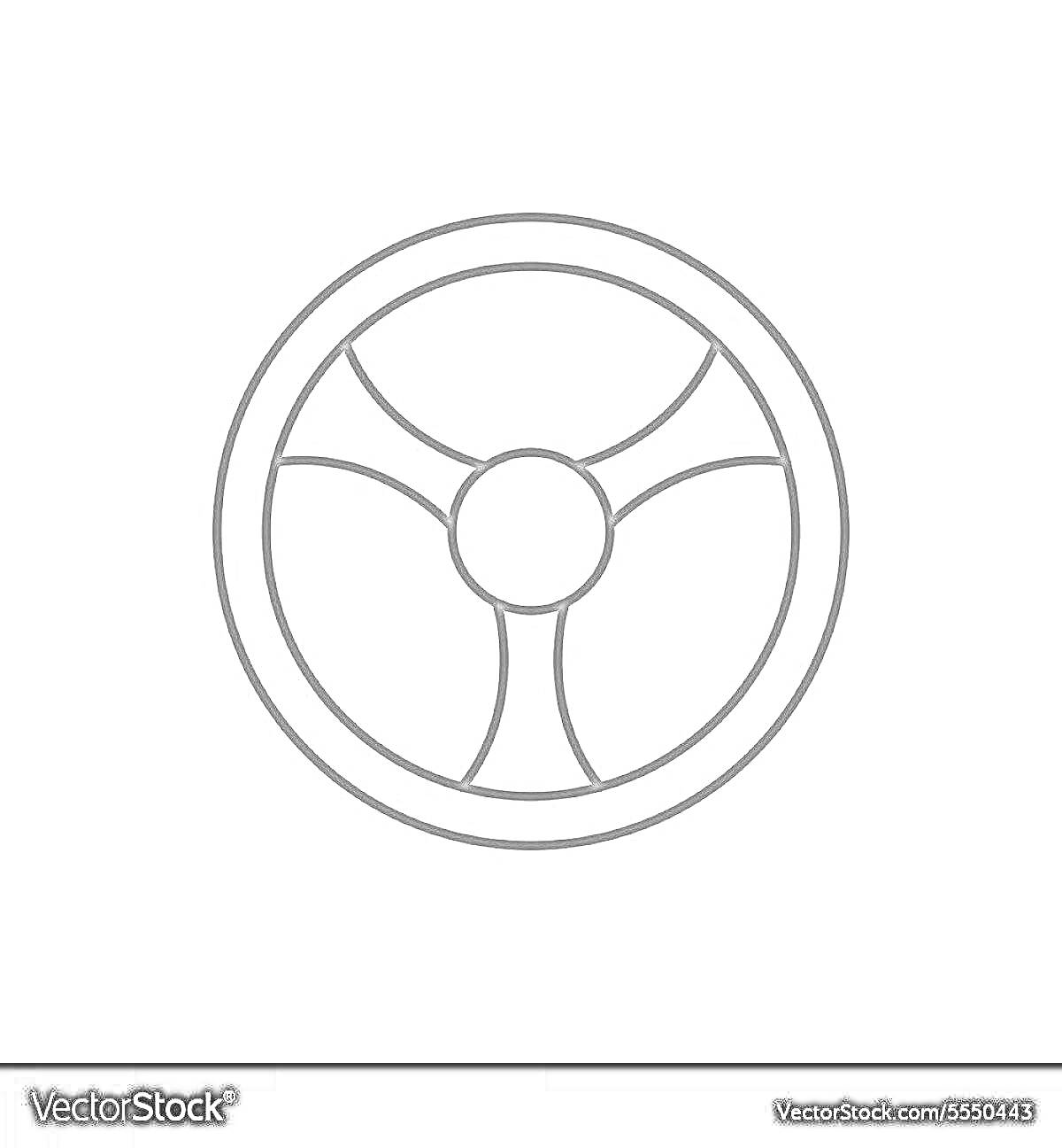 Раскраска Руль автомобиля с тремя спицами