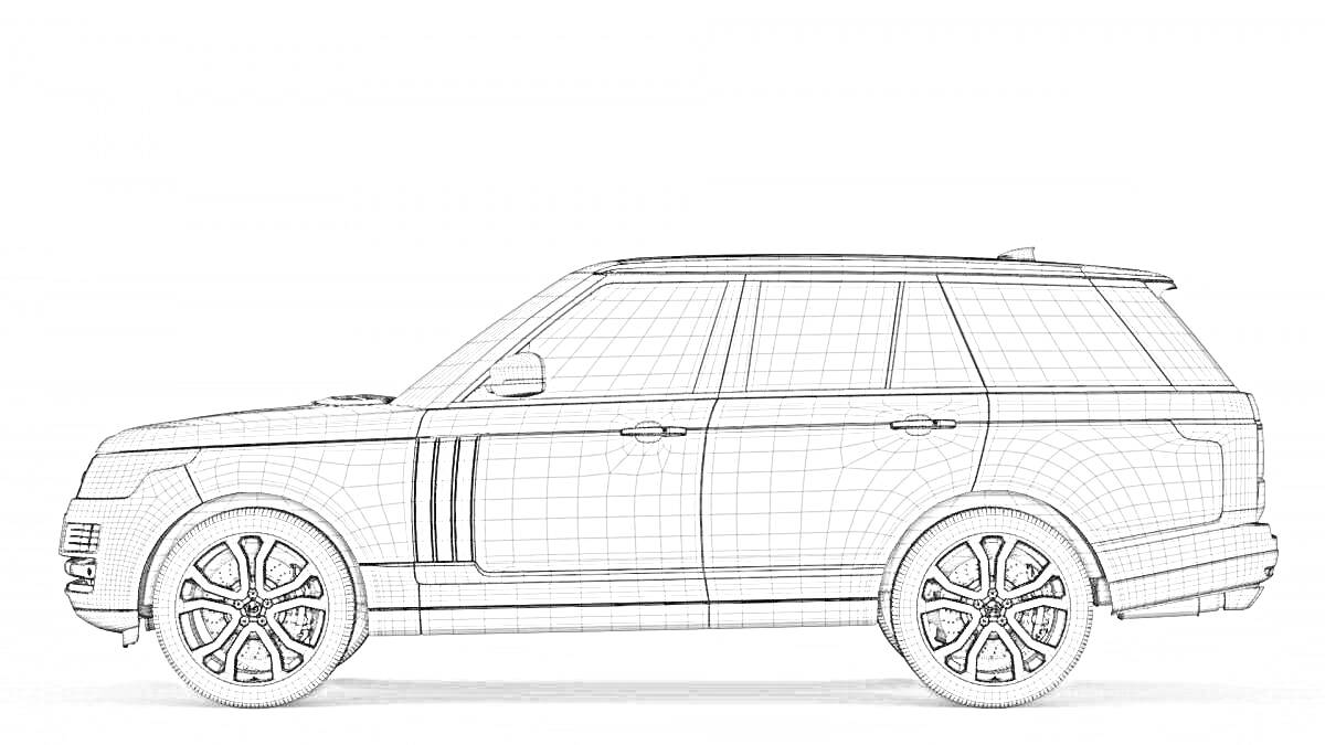 Раскраска Чертеж Range Rover сбоку