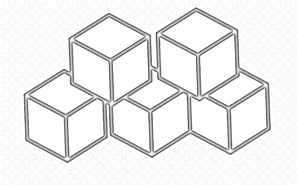 Раскраска Пять расположенных друг на друге кубиков