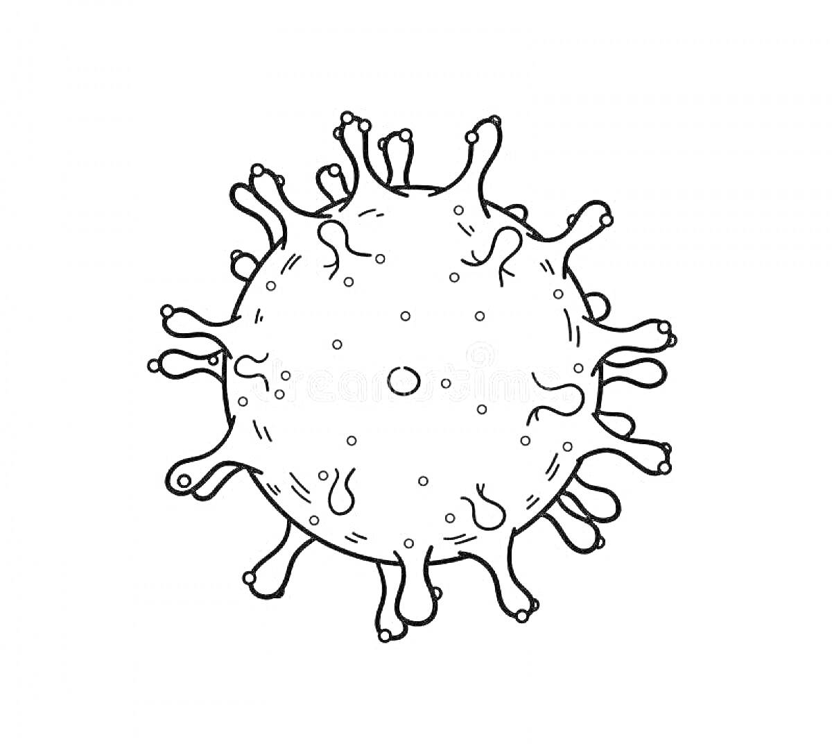 Раскраска Вирус с шипами и выпуклостями
