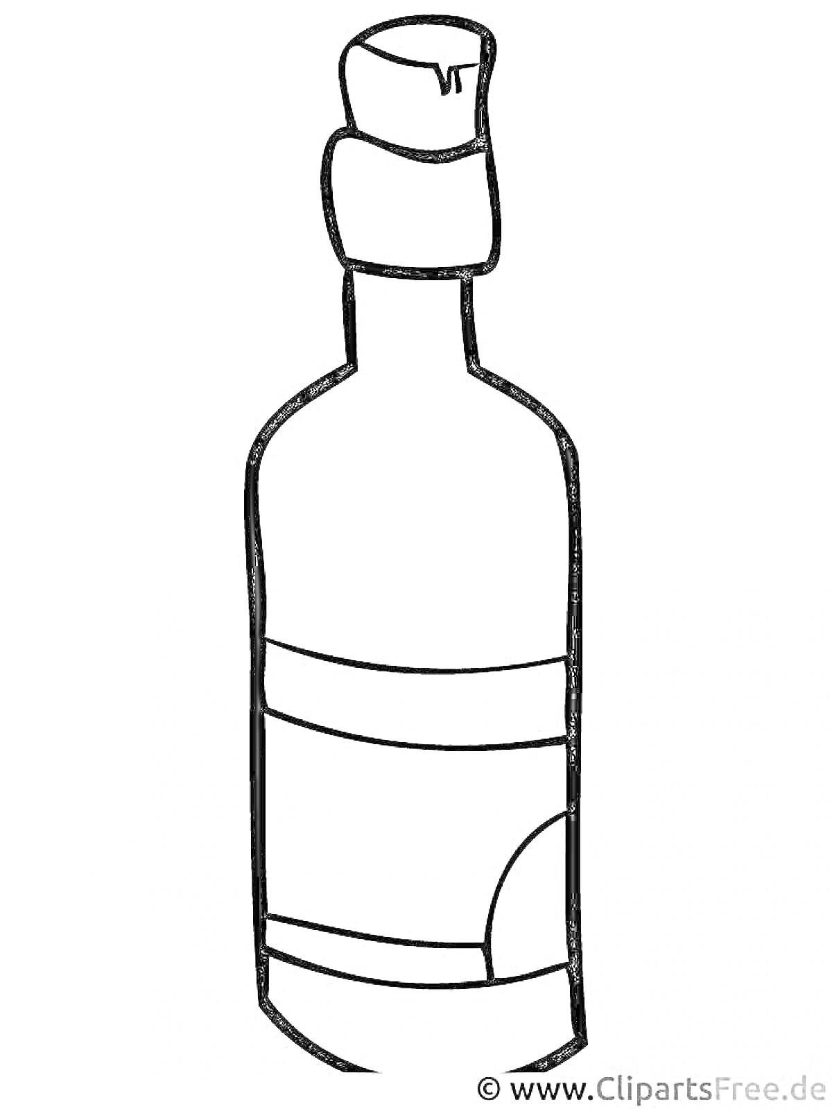 Раскраска бутылка с этикеткой и крышкой