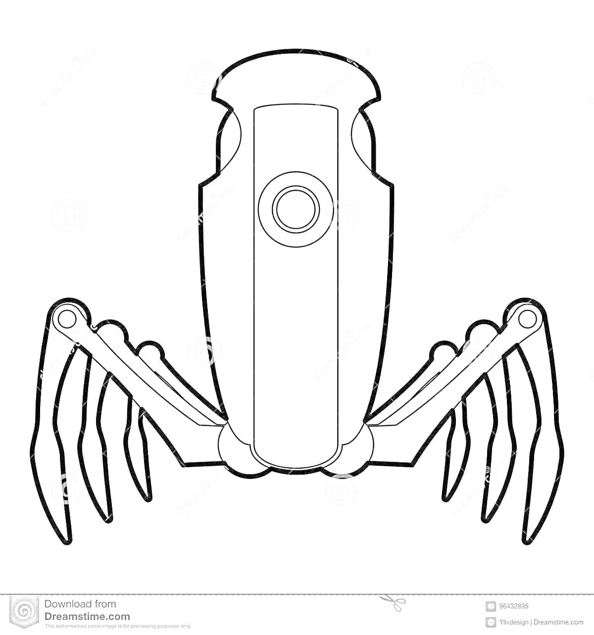 Раскраска Робот паук с шестью ногами и центральным объективом