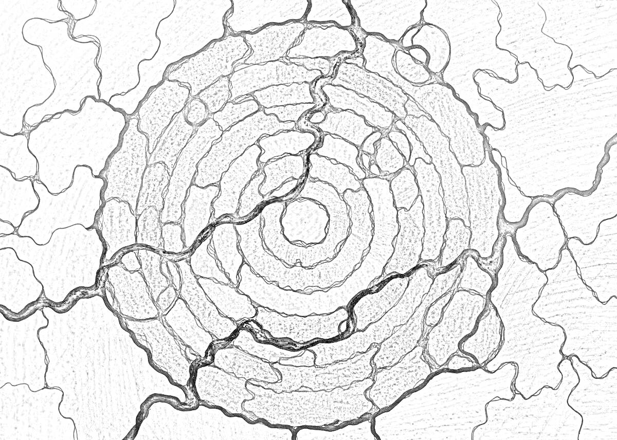 На раскраске изображено: Нейрографика, Круги, Линии, Для детей, Арт-терапия