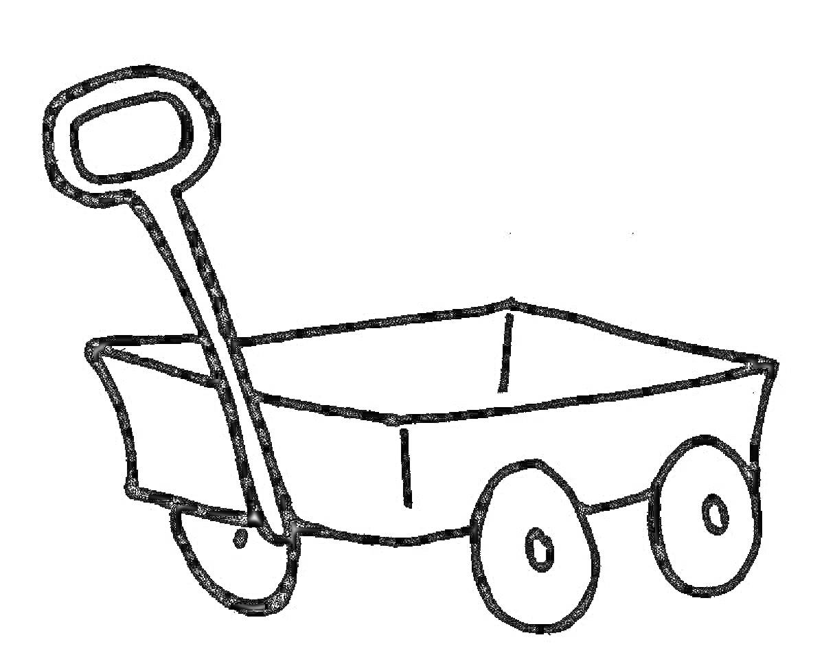 Раскраска Телега с ручкой и четырьмя колесами