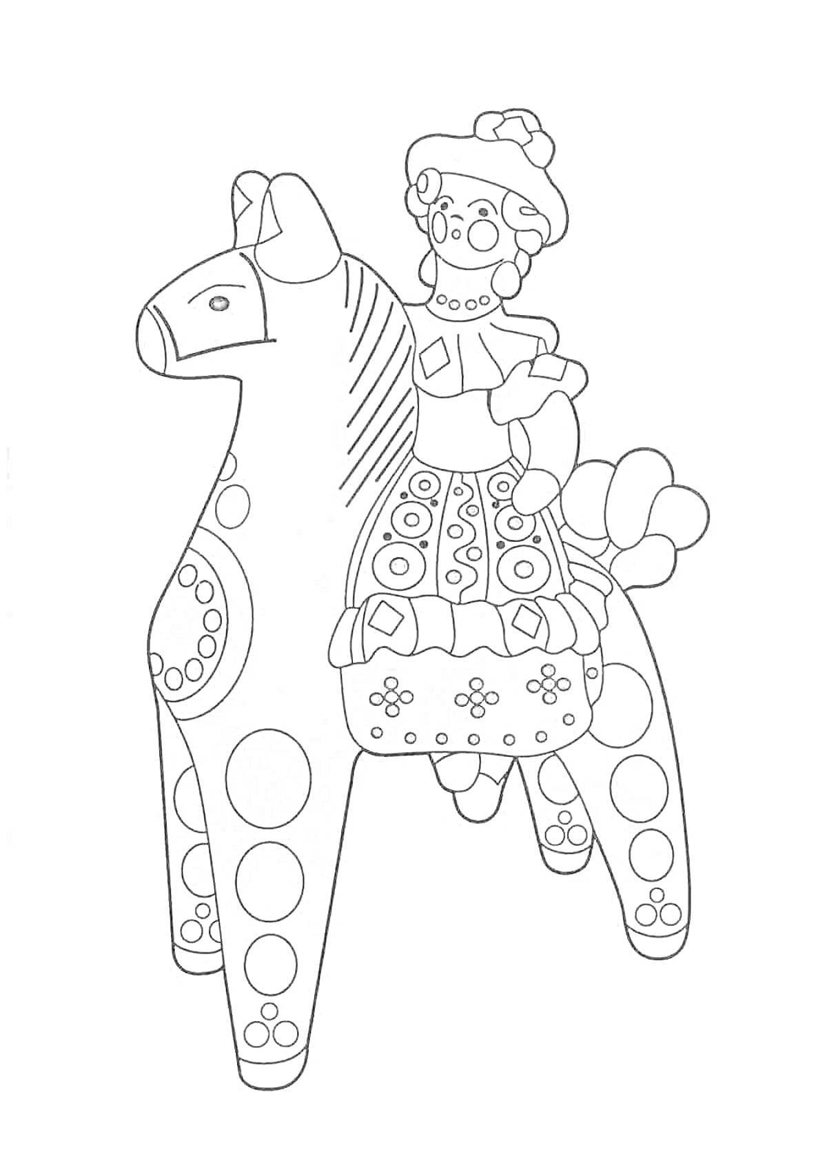 На раскраске изображено: Женщина, Узоры, Народное искусство