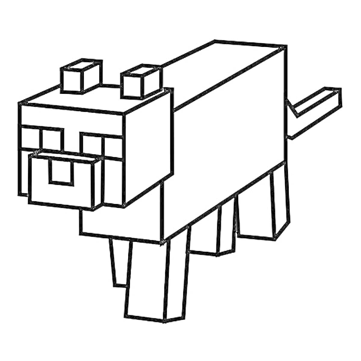 Раскраска собака из Minecraft