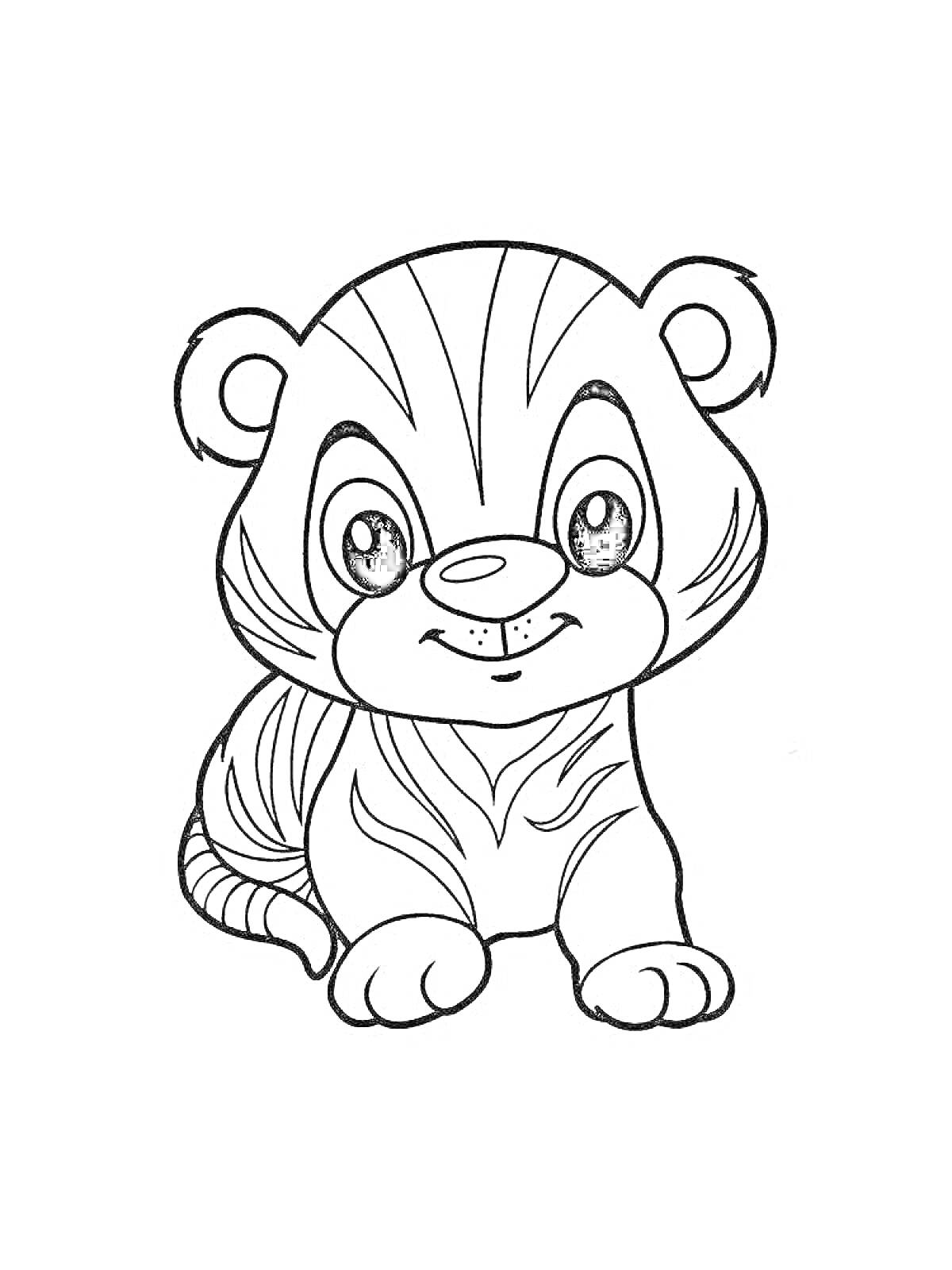 РаскраскаРаскраска: милый детский тигрёнок