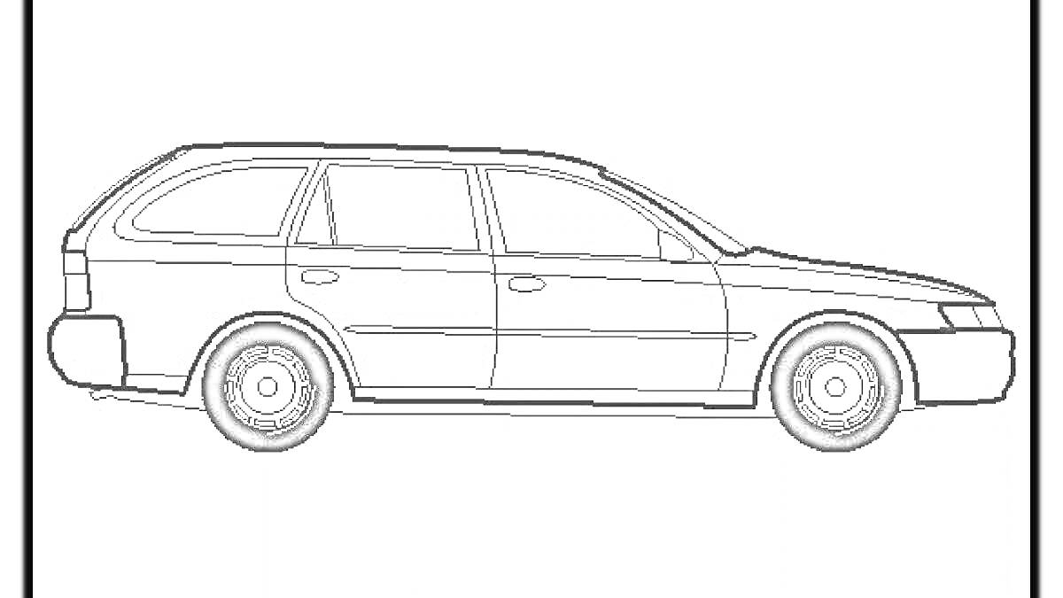 Раскраска Раскраска Тойота Королла универсал — боковой вид автомобиля