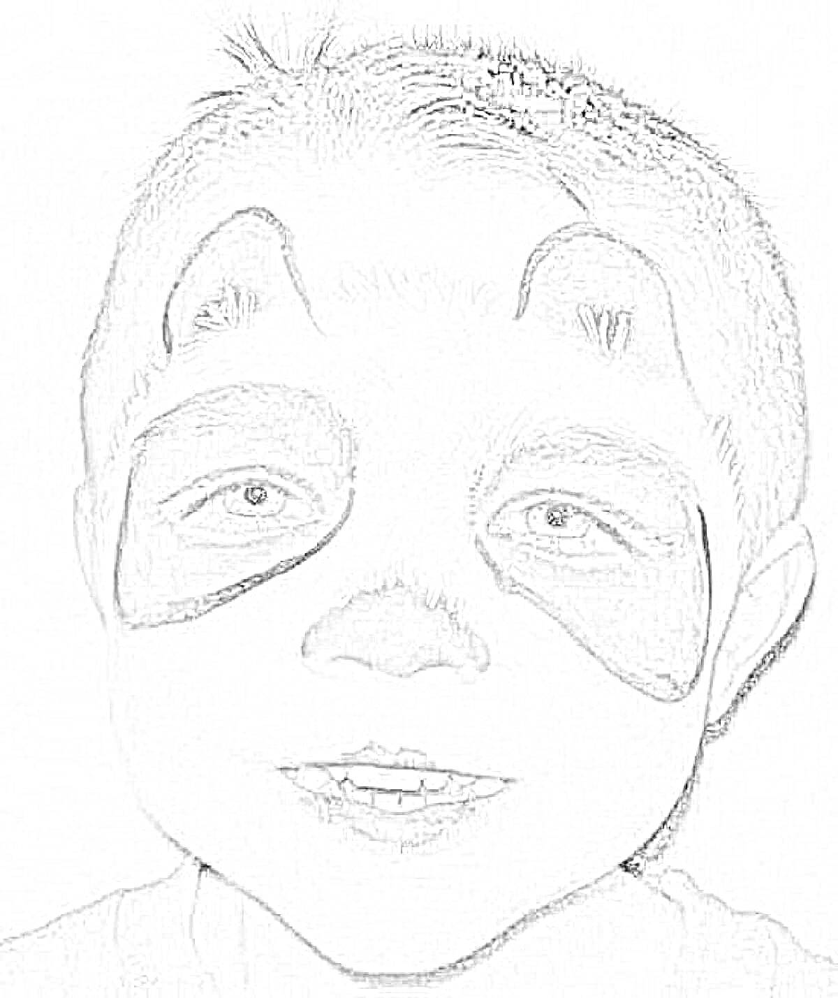 Раскраска ребёнок с раскрашенным лицом под панду