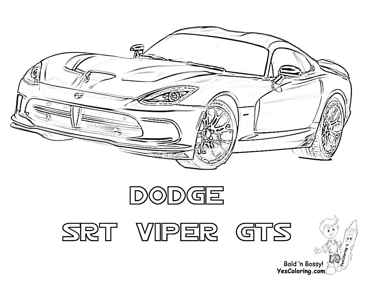 Dodge SRT Viper GTS с надписью и изображением детей-героев