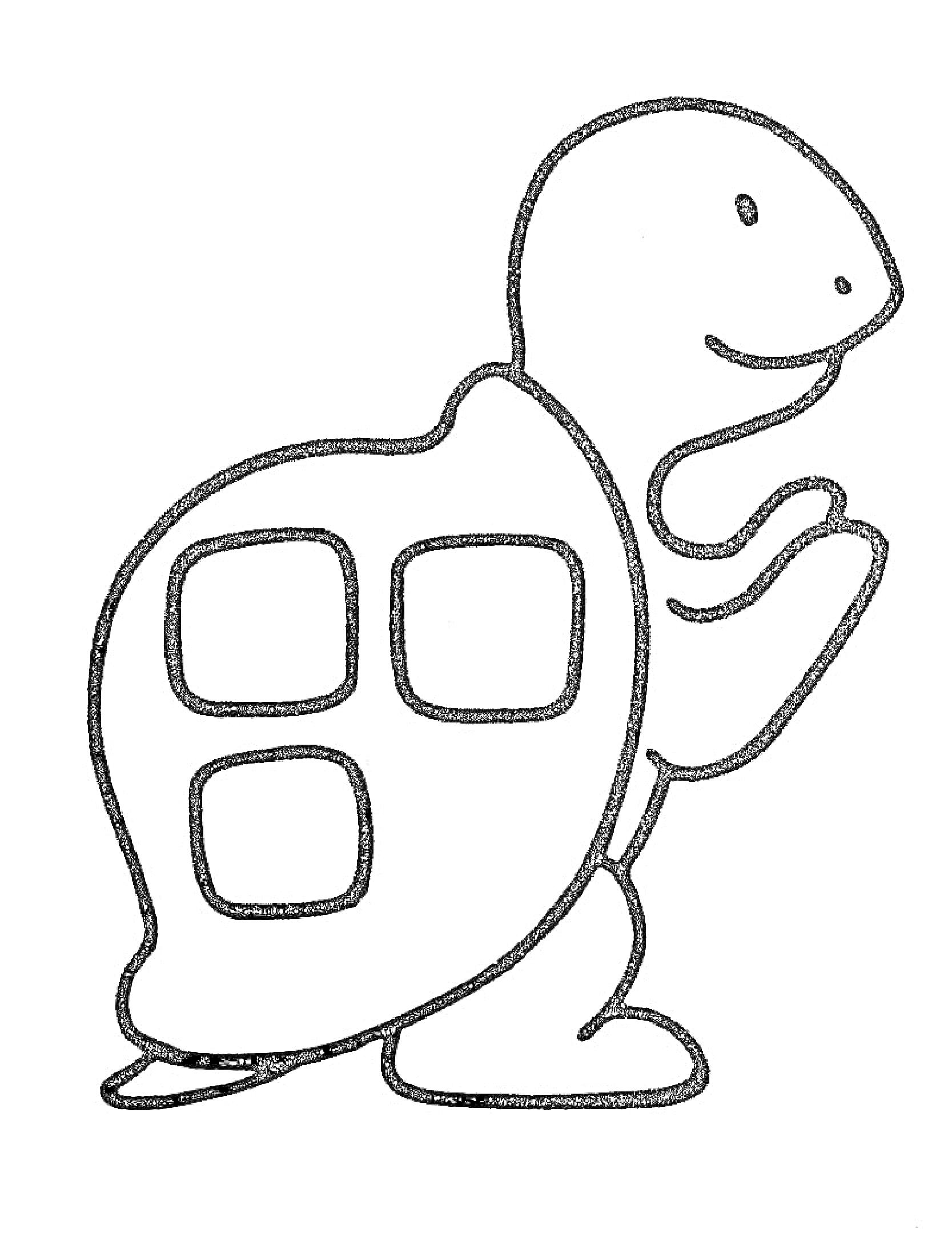 Раскраска Черепаха с квадратными элементами на панцире