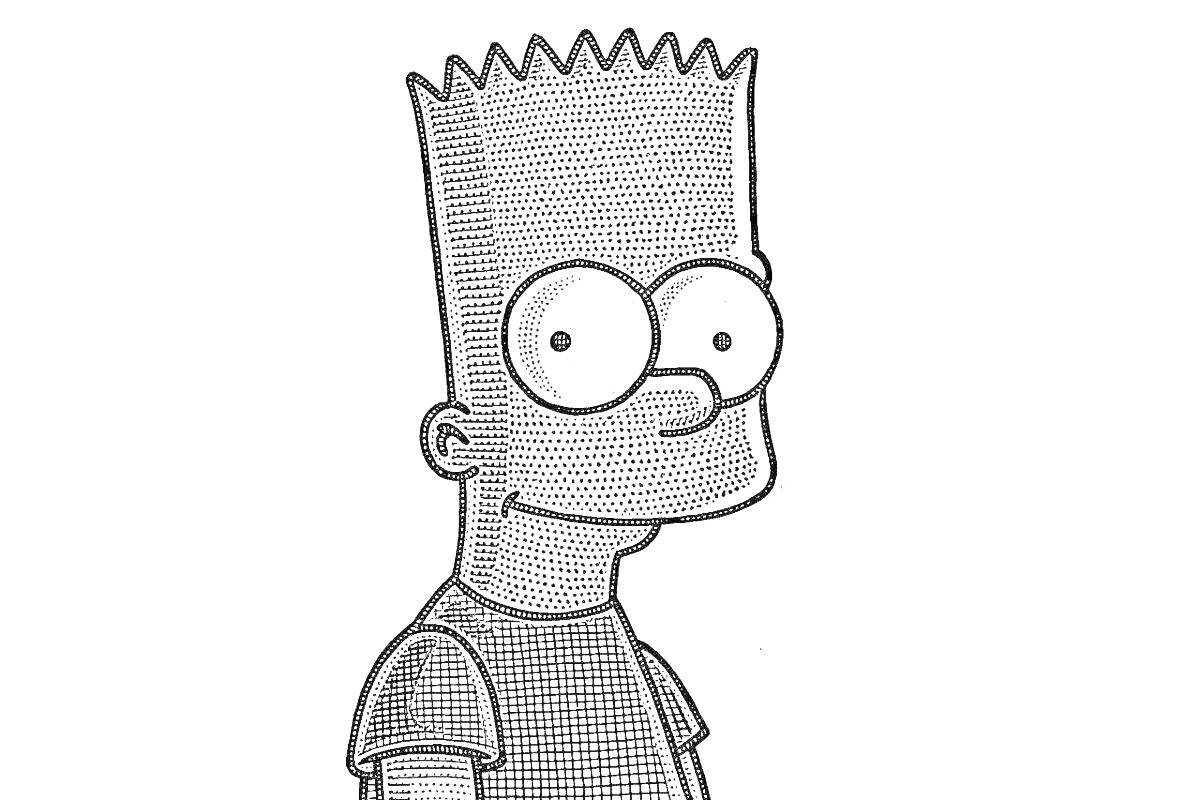 На раскраске изображено: Барт, Симпсоны, Персонаж, Комедия