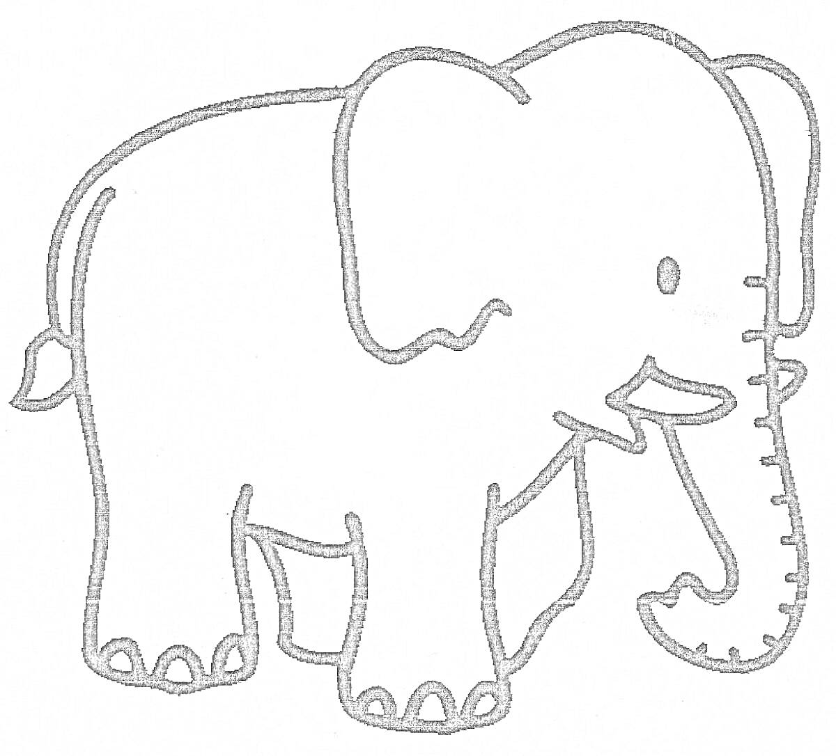 На раскраске изображено: Слон, Африка, Джунгли, Крупное животное