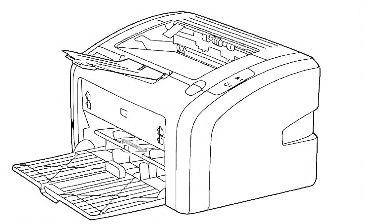 Лазерный принтер с открытым лотком для бумаги и панелью управления
