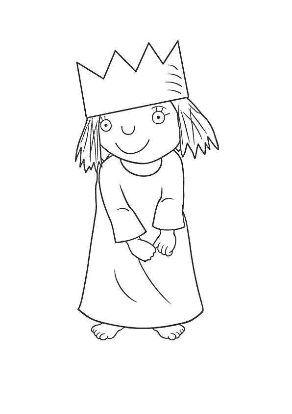 Раскраска Маленький Принц с короной в длинной одежде