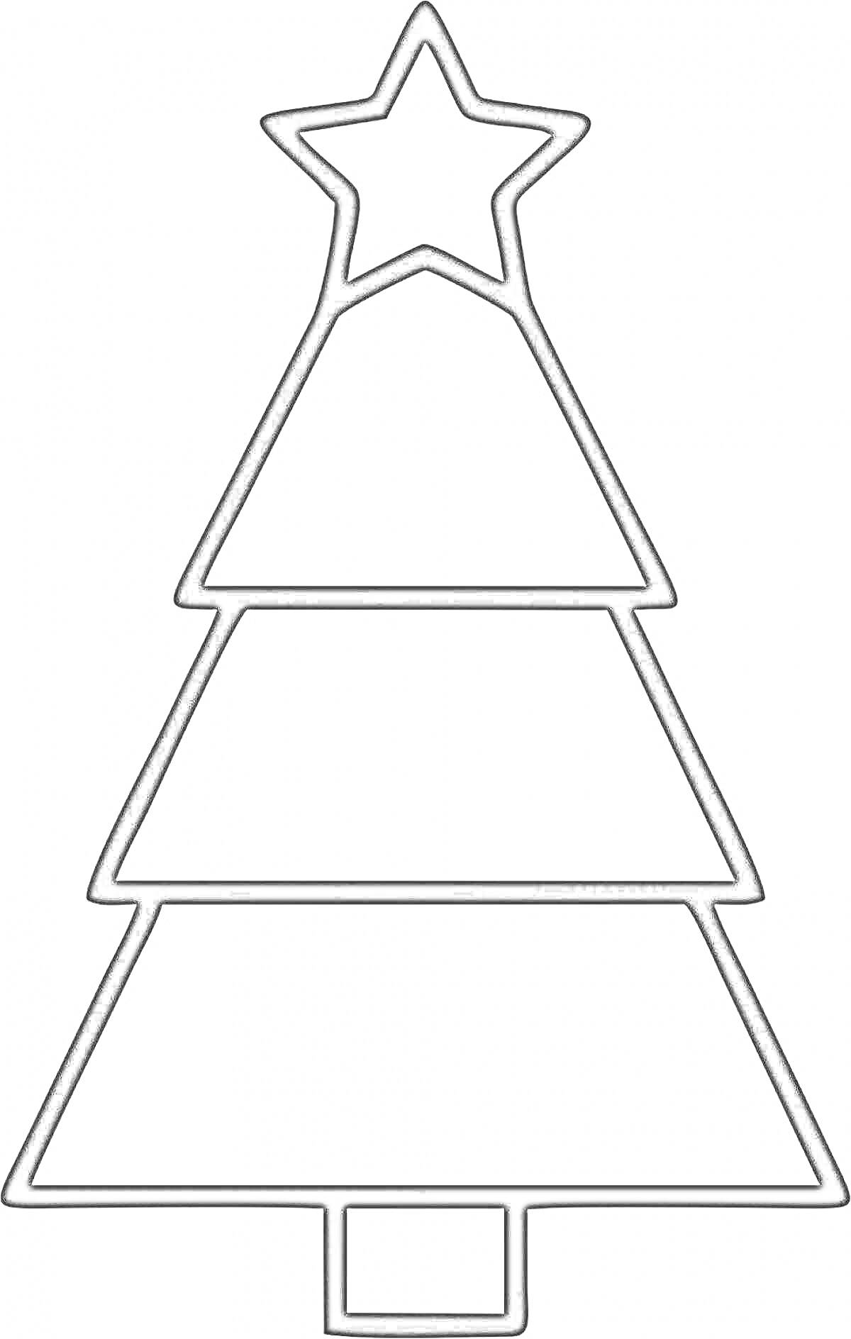 Раскраска Новогодняя елка со звездой на верхушке