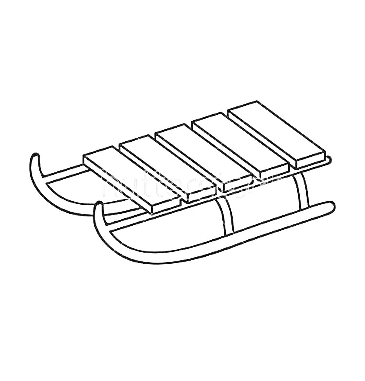 Раскраска Санки с деревянными планками и металлическими полозьями