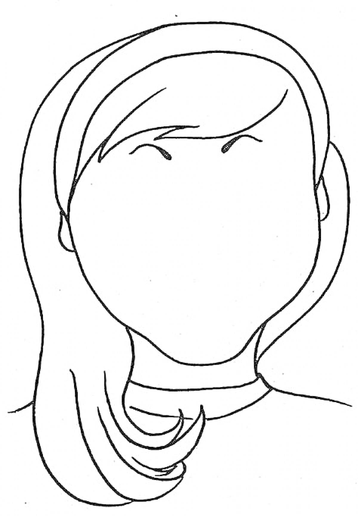 Раскраска Портрет мамы с длинными волосами и челкой