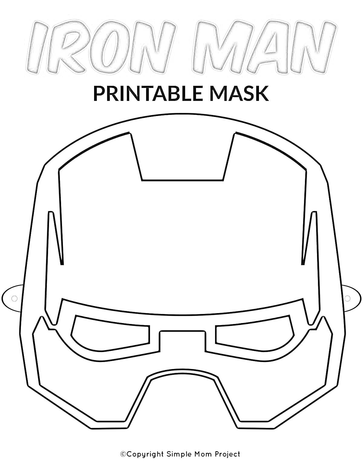 На раскраске изображено: Маска, Железный Человек, Костюм, Бумажная маска, DIY, Косплей