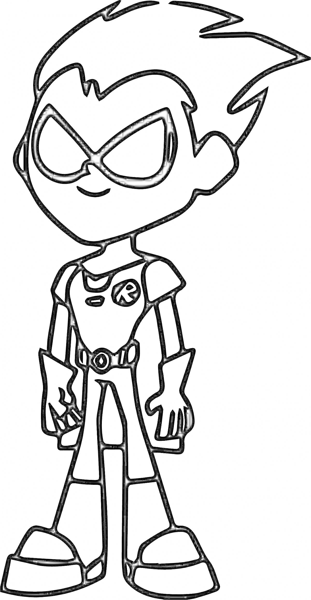 Раскраска Робин в костюме супергероя