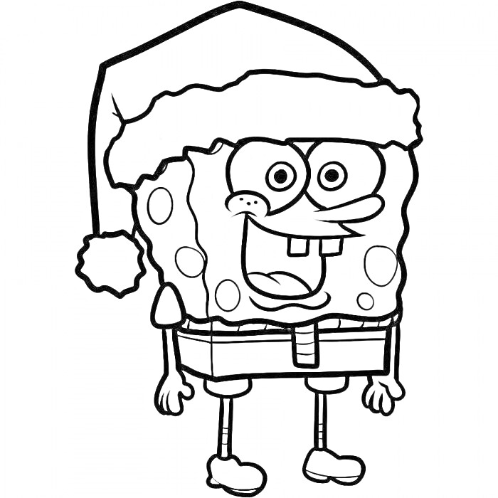 Губка Боб в новогодней шапке