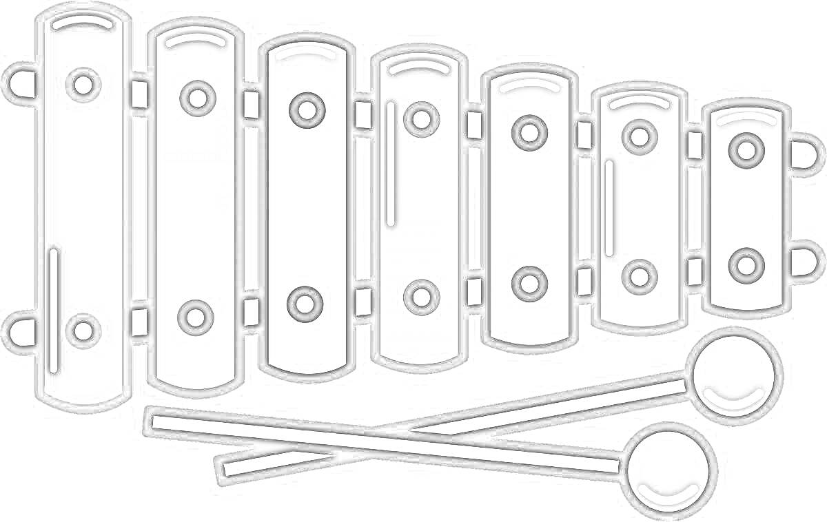 Раскраска Раскраска с металлофоном и палочками