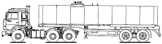 Раскраска Камаз с прицепным полуприцепом автотопливозаправщиком (АКЦ-11)