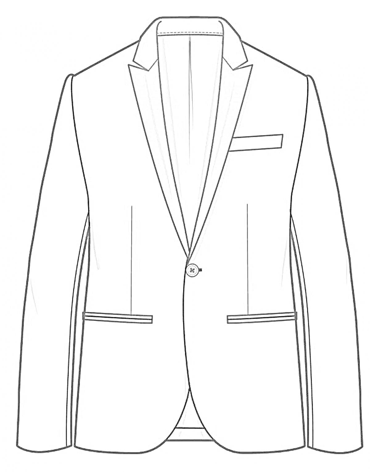 На раскраске изображено: Пиджак, Карманы, Одежда