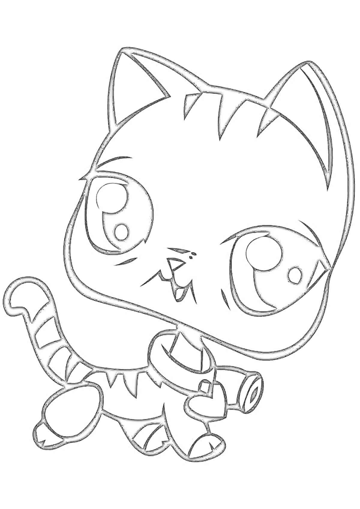 На раскраске изображено: Большие глаза, Полосатый хвост, Мило