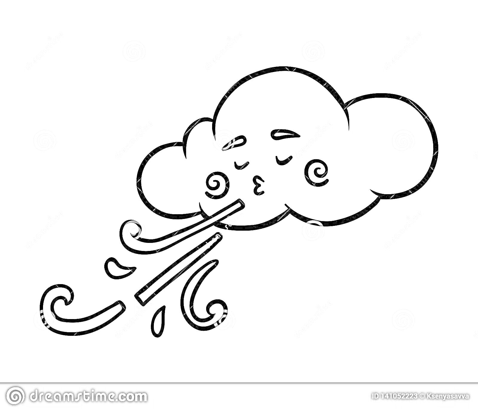 Раскраска Облачко, дующее ветер
