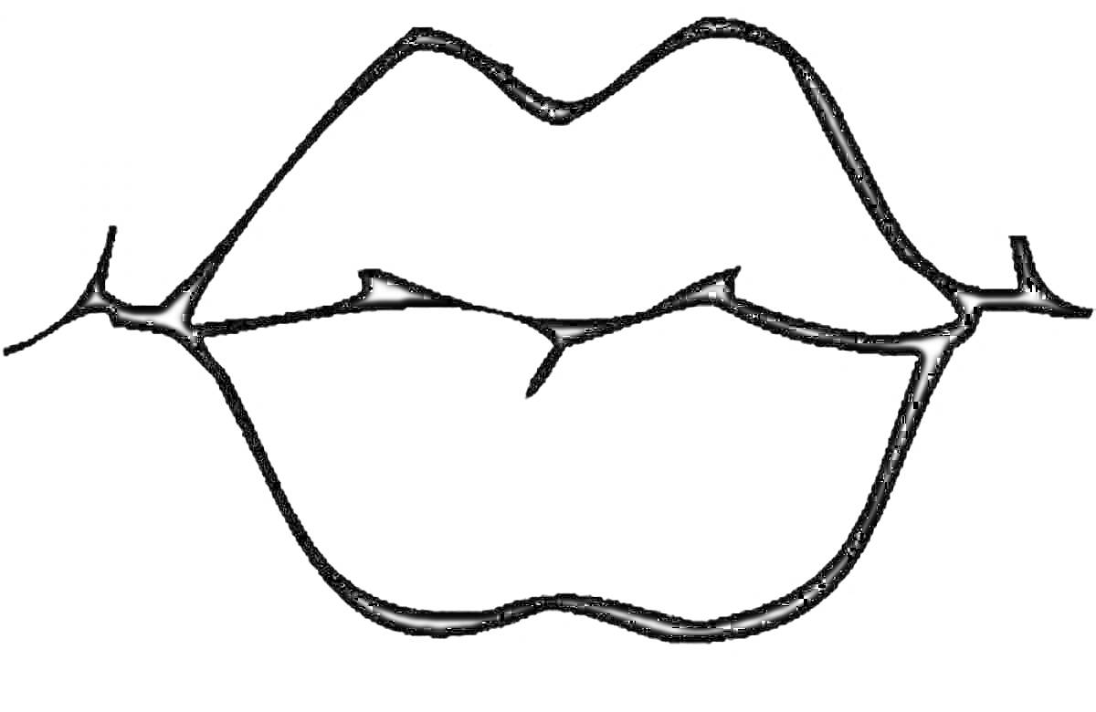 На раскраске изображено: Губы, Поцелуй, Линии