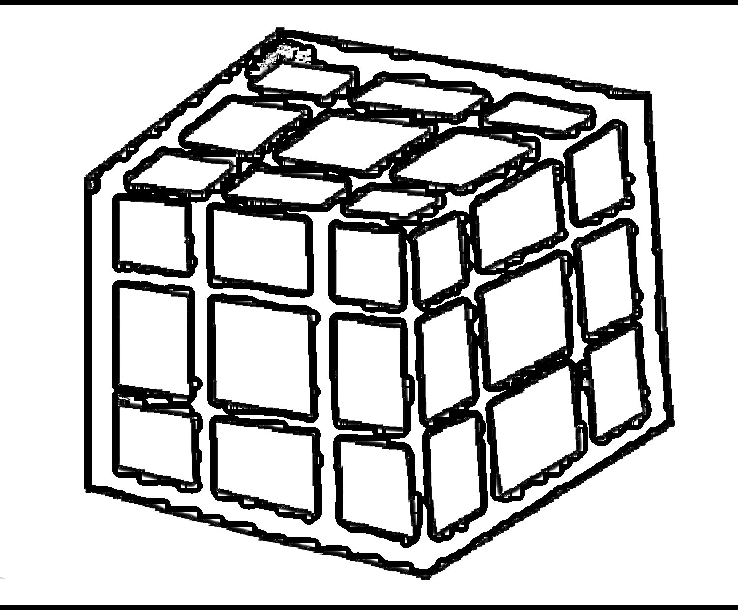 Раскраска Кубик Рубика с черно-белыми квадратами