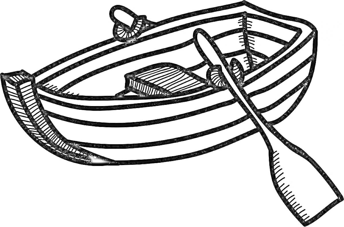 На раскраске изображено: Лодка, Весло, Для детей, Море, Речка, Плавание