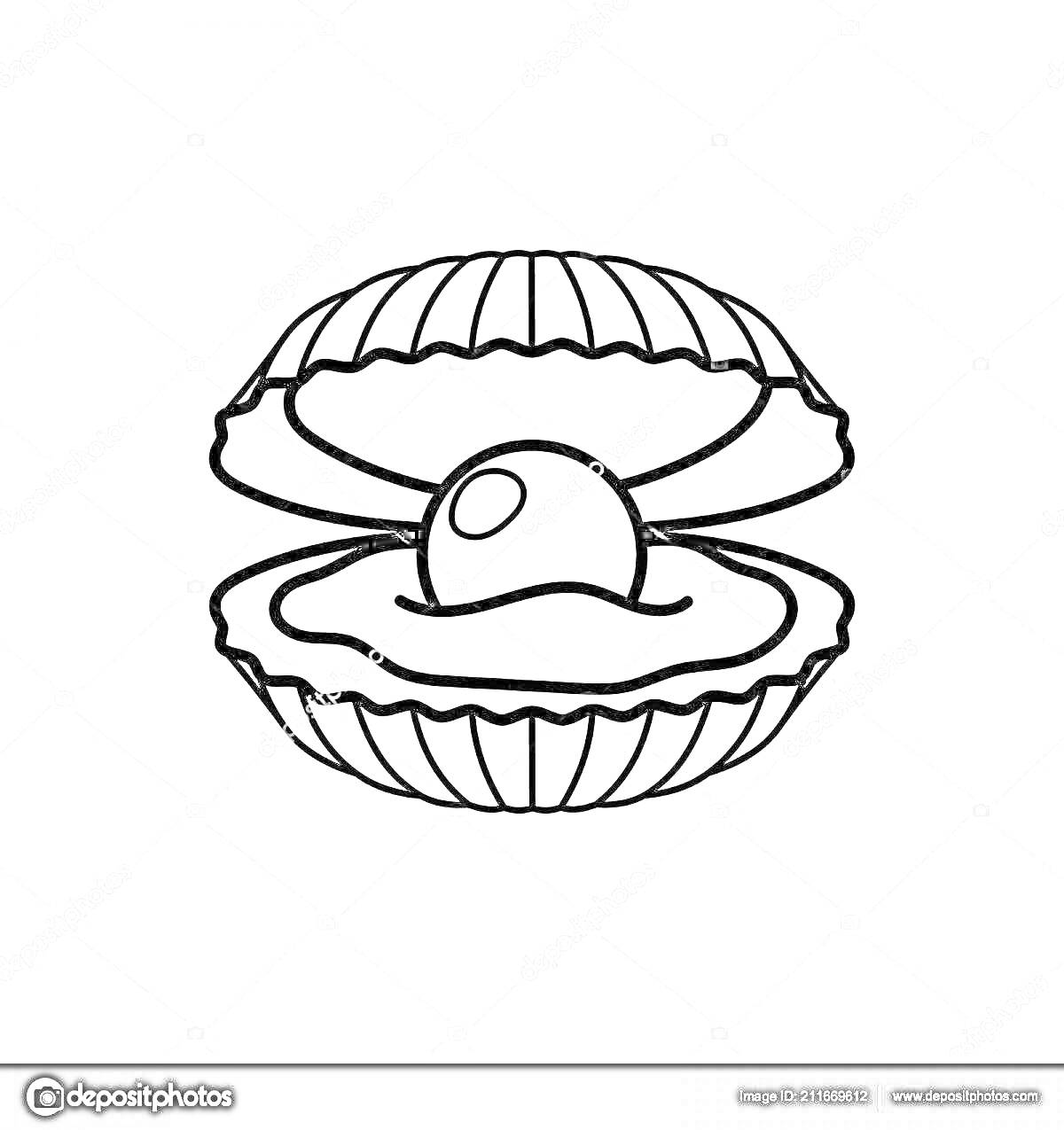 На раскраске изображено: Ракушка, Жемчужина, Море