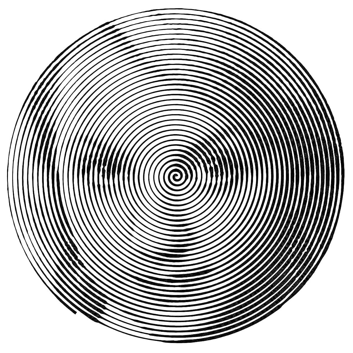 Раскраска Спиральный рисунок с концентрическими кругами