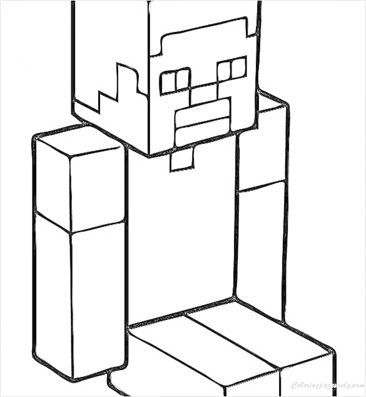 Раскраска Раскраска Стива из Minecraft, сидящего в расслабленной позе